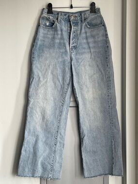 DENIM FORUM Light Wash High Rise Wide Leg Jeans